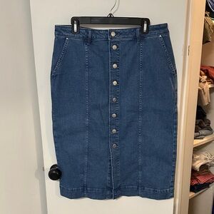 Ann Taylor Factory Denim Button-Down Pencil Skirt